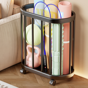 瑜伽垫收纳筐家用大容量带轮可移动运动球类用品健身器材收纳神器