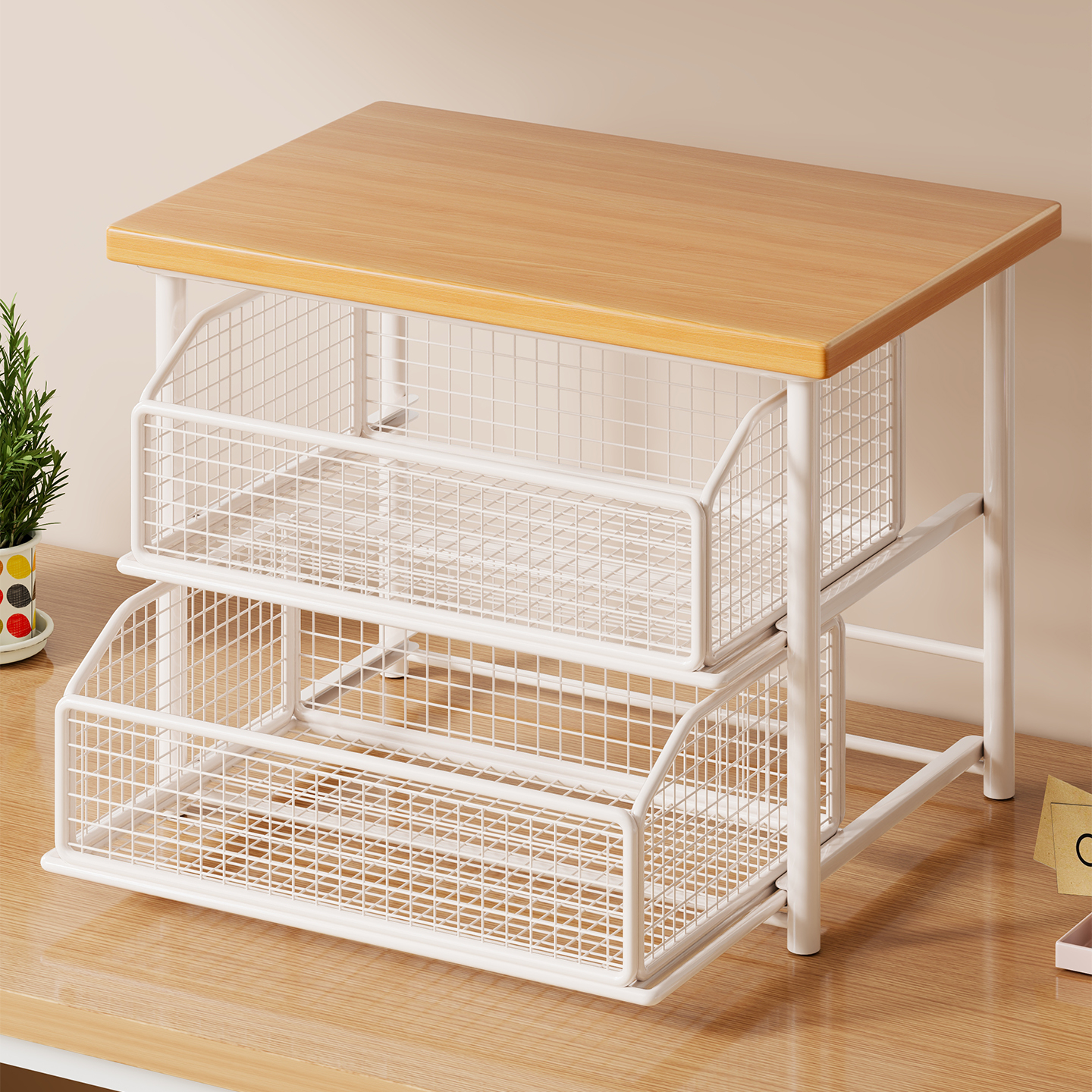 打印机置物架双层带抽屉放置架