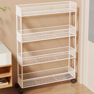 门后夹缝置物架家用铁艺书架极窄夹缝简易落地可移动小推车收纳架