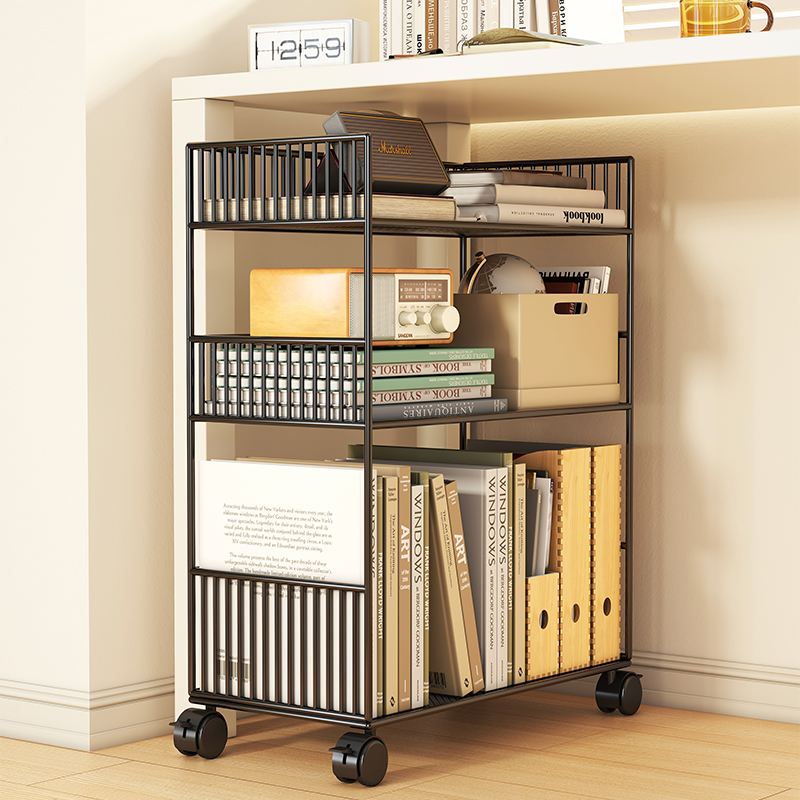 可移动落地书桌旁置物架