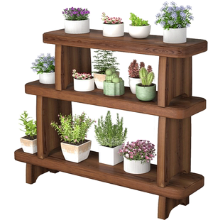 花架置物架客厅落地式阳台花架2024户外梯形多肉实木花盆架子庭院