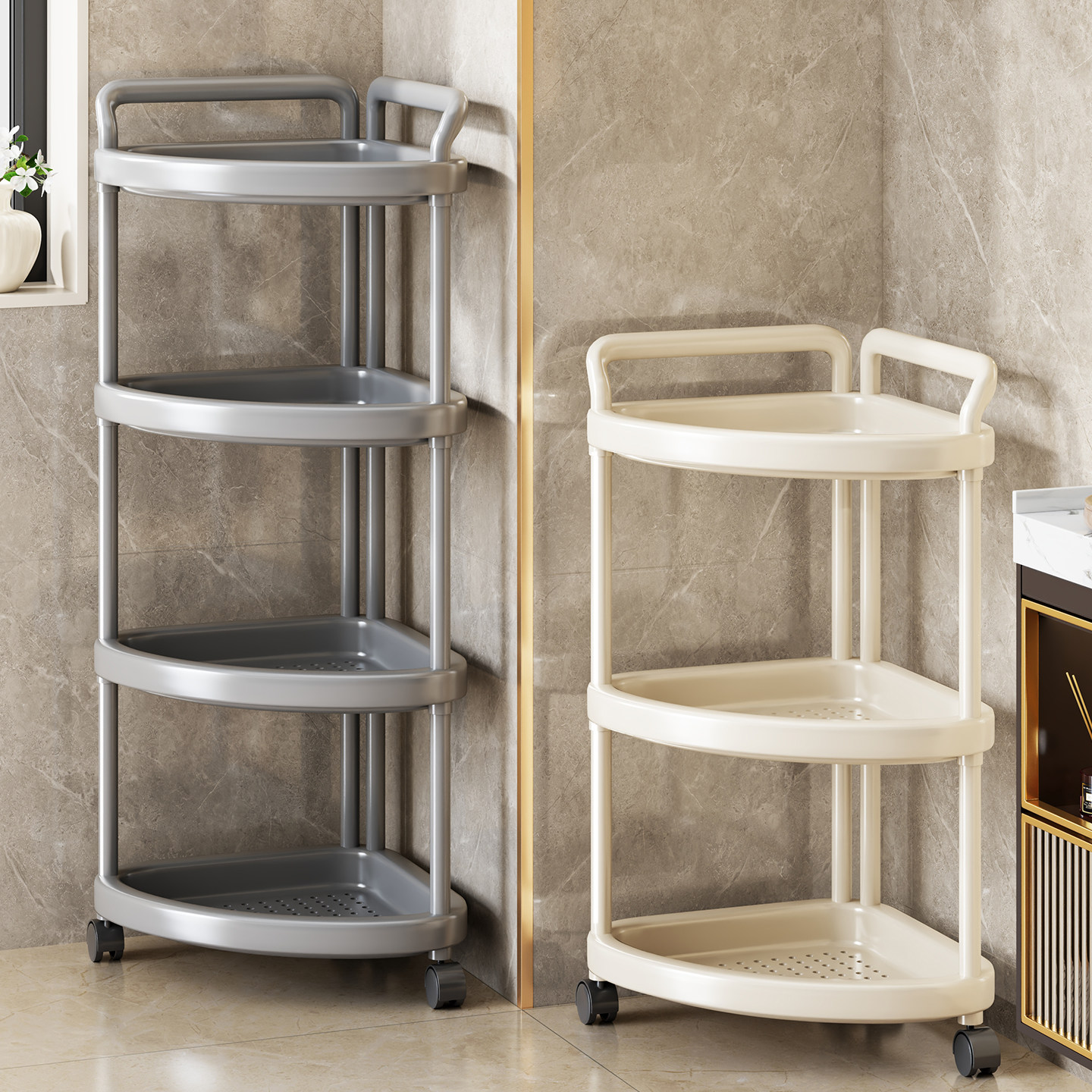 卫生间三角置物架浴室落地多层储物架墙角淋浴间收纳架厕所转角架