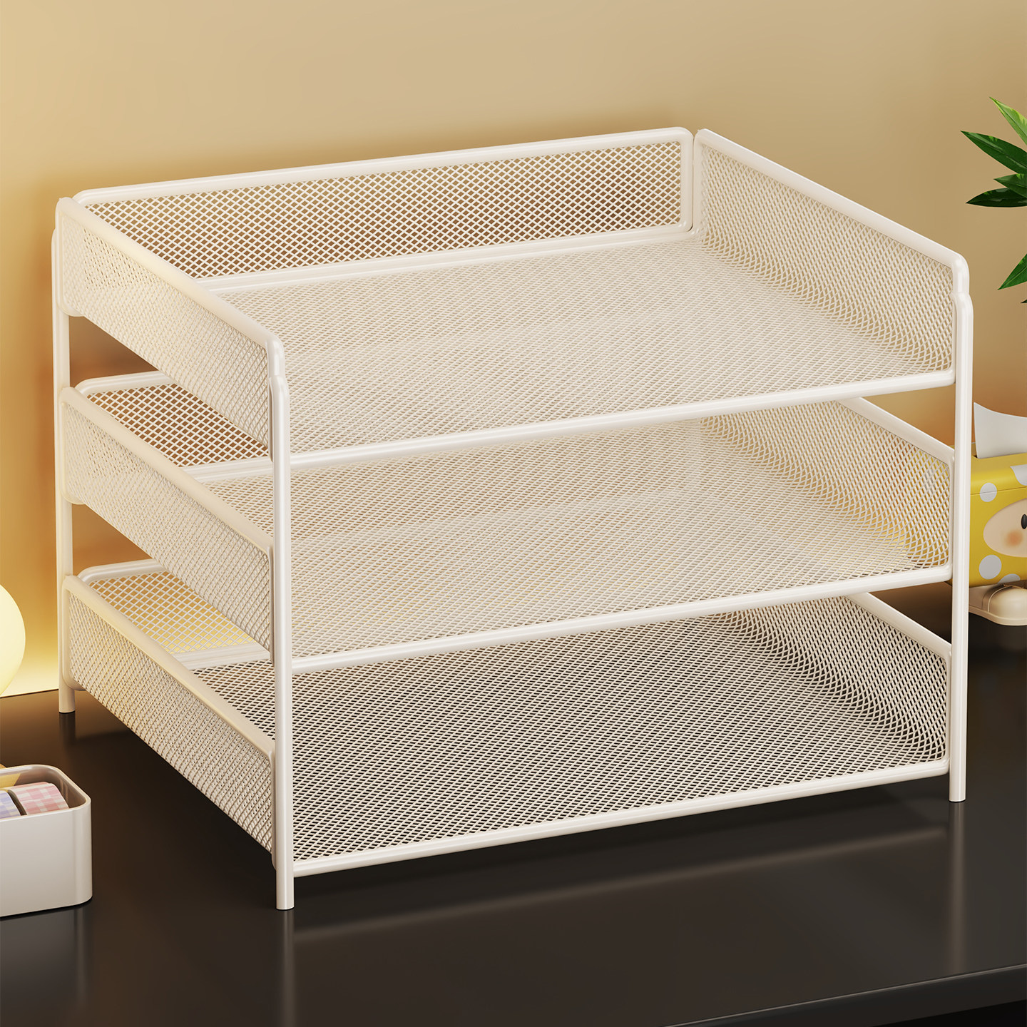 文件置物架金属文件框多层分格收纳架办公室文件夹储物盒书架书立架档案办公桌文具用品大全书架A4资料整理架