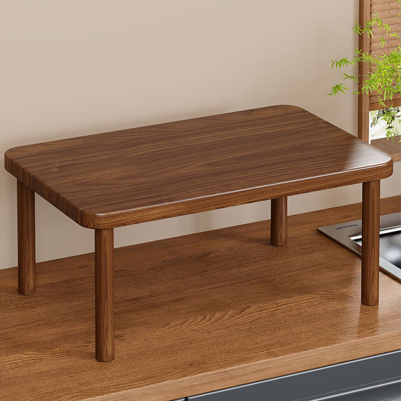 实木厨房桌面微波炉置物架台面分层收纳隔板架子碗碟调味料收纳架