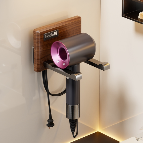 实木吹风机置物架免打孔卫生间