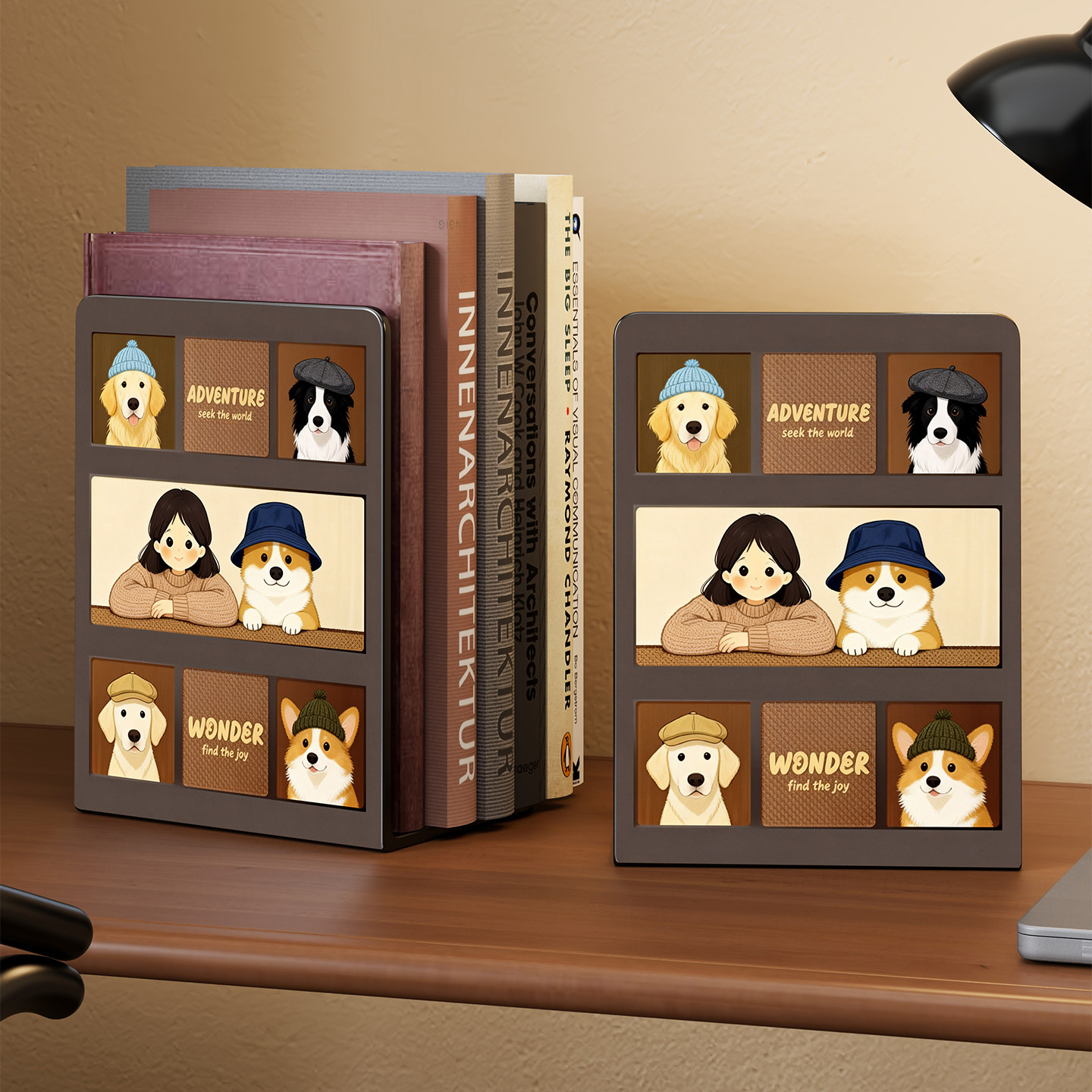 金属书立架复古大号2片书夹书靠书挡学生用放书隔板铁支架书本立架桌面伸缩收纳固定挡板办公室高颜值书架子