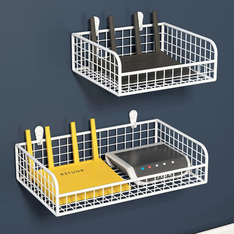 路由器放置架免打孔墙上wifi机顶盒收纳架挂墙支架家用路由器挂架