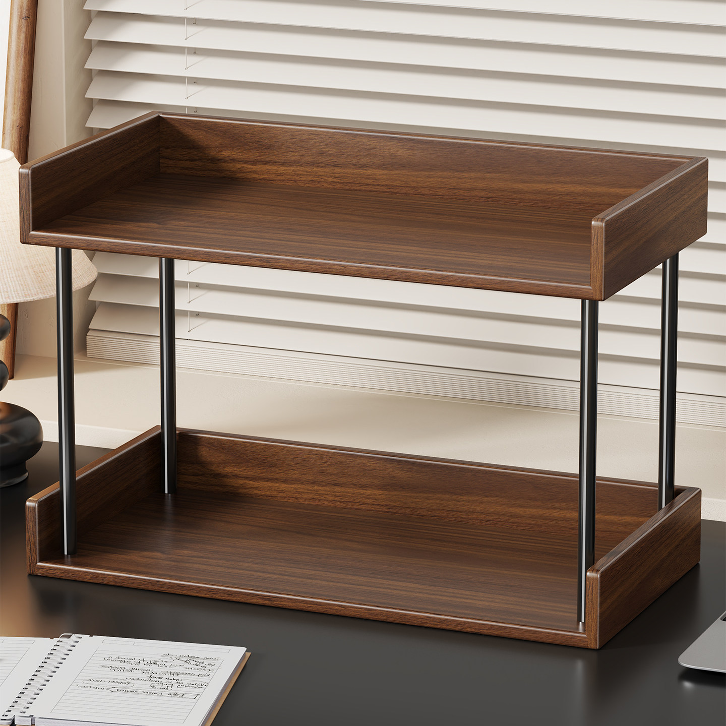 实木办公桌置物架书架桌面桌上小型书柜书桌写字台收纳工位整理架