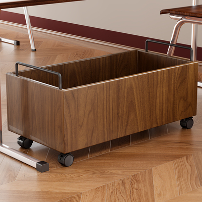 实木移动书架带轮可移动书桌下置物架办公室多层收纳置物架小书柜