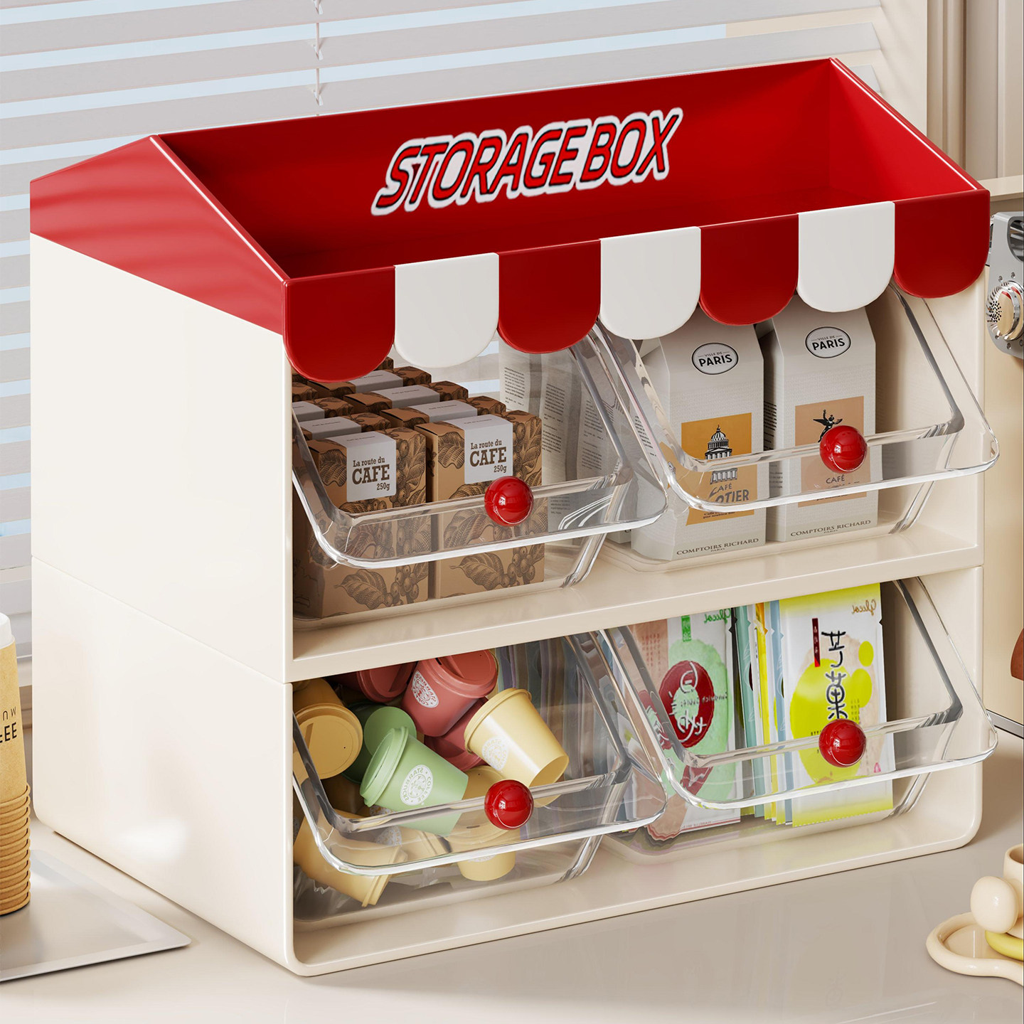 桌面茶包收纳盒茶水间咖啡胶囊置物架办公室抽屉式茶叶奶茶储物盒,收纳整理,桌面收纳盒,淘宝优惠券,粉丝福利购,淘宝优惠卷