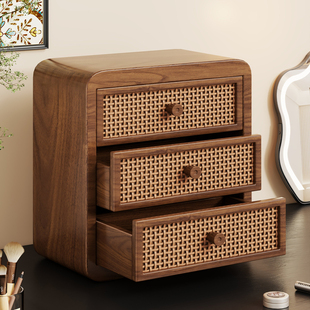 实木桌面收纳盒化妆品网红家用口红护肤品分类置物架子梳妆台抽屉