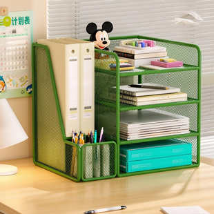 办公室文件架多层书立架桌上文件框资料档案整理架文件收纳架金属A3A4桌面文件夹办公用品大全分层收纳置物架