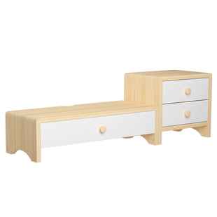 实木显示器增高架台式电脑置物架桌面办公桌收纳屏工位带抽屉式储物架家用书桌台面笔记本书本多功能收纳支架