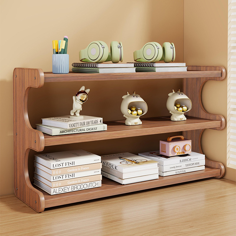 实木桌面书架学生书桌收纳架子桌上收纳置物架家用桌上多层小书柜