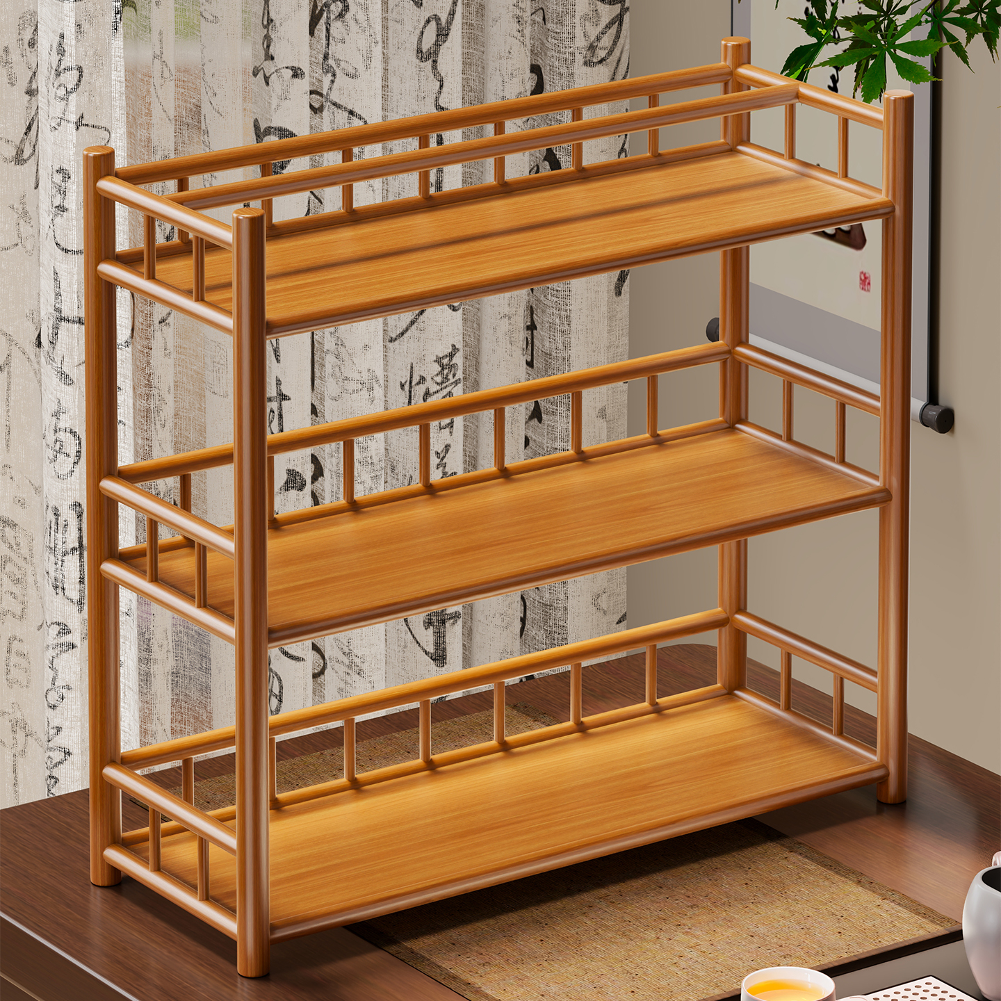 桌面博古架多层沥水茶杯子收纳架