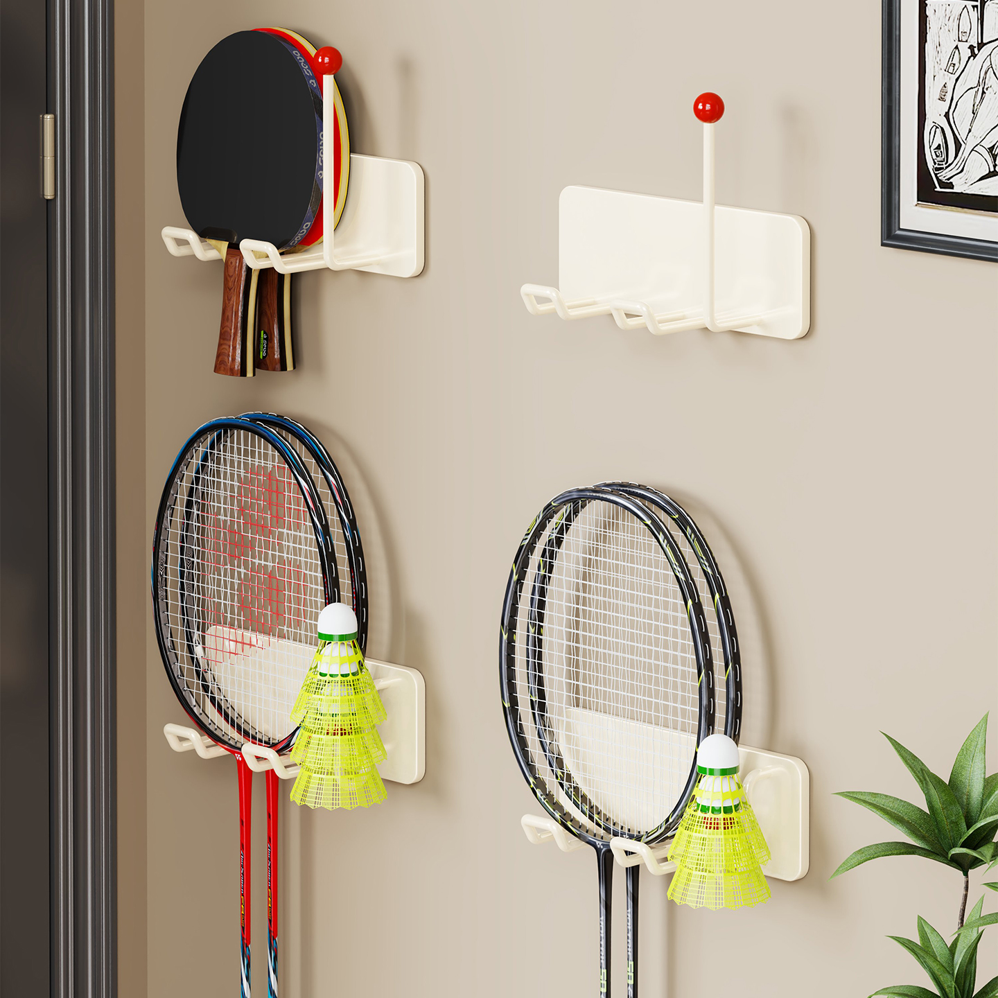 羽毛球拍收纳架免打孔