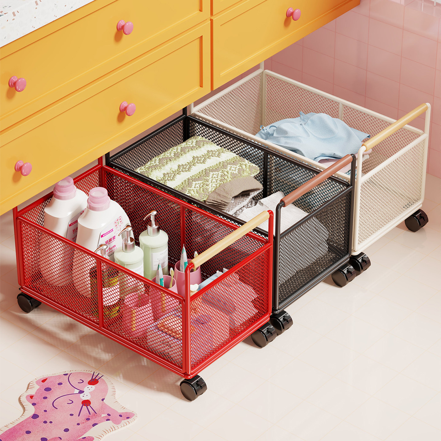 浴室柜下置物架洗衣液小推车