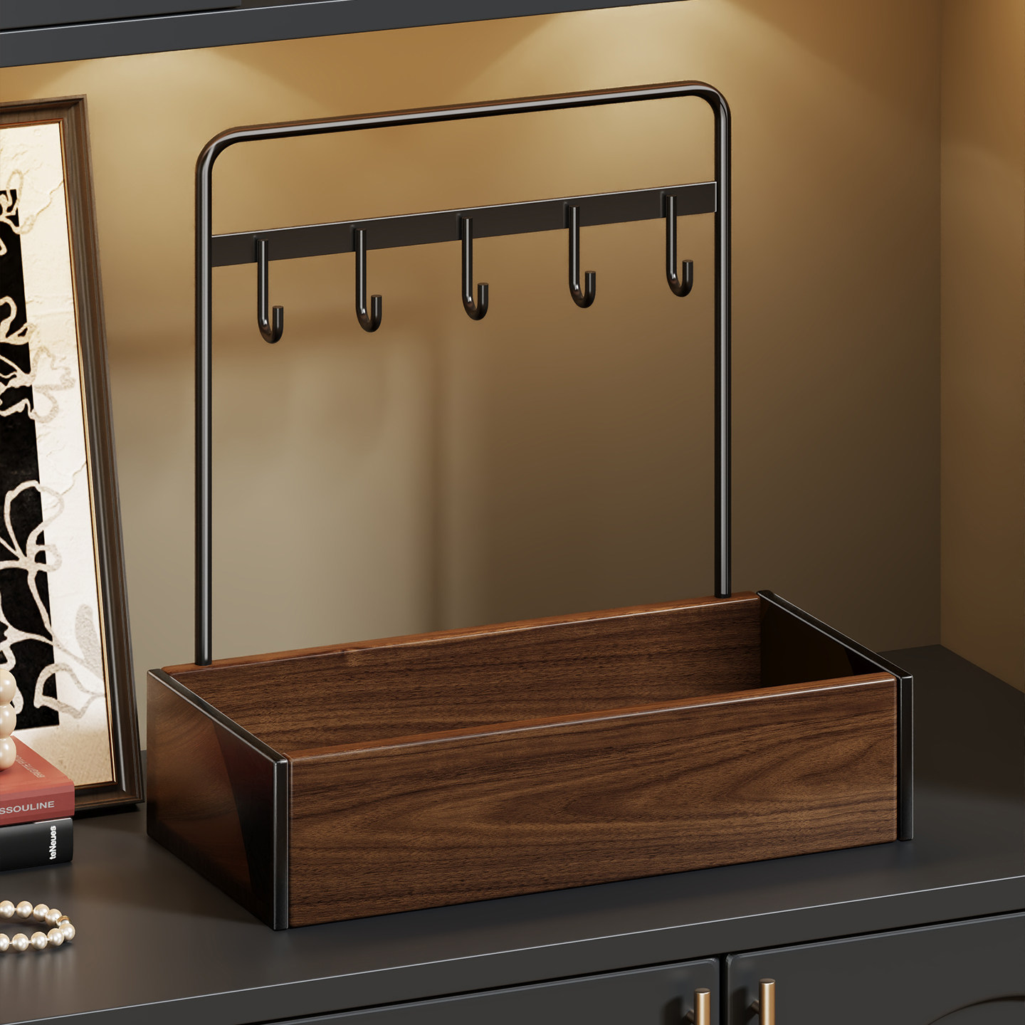 玄关置物架入户门口放钥匙收纳盒桌面首饰饰品杂物托盘鞋柜上摆件