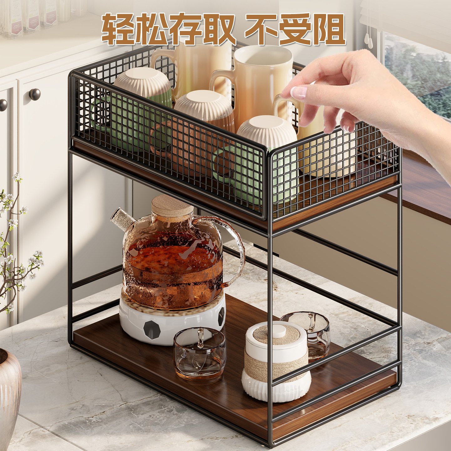 桌面置物架办公室桌上多层杯子