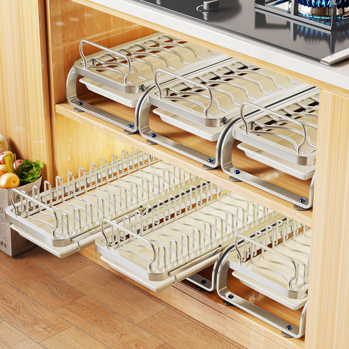厨房碗碟收纳架多功能橱柜抽