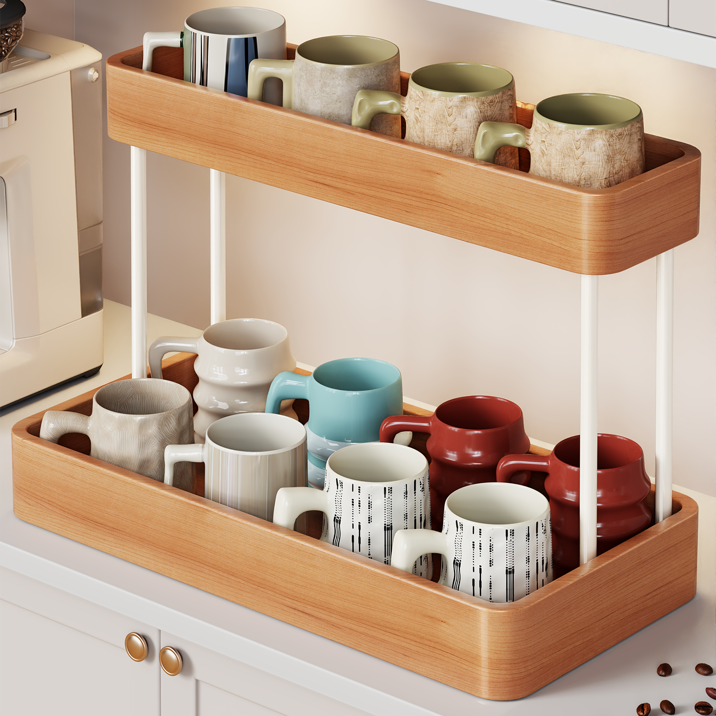 实木杯架桌面置物架多层收纳架