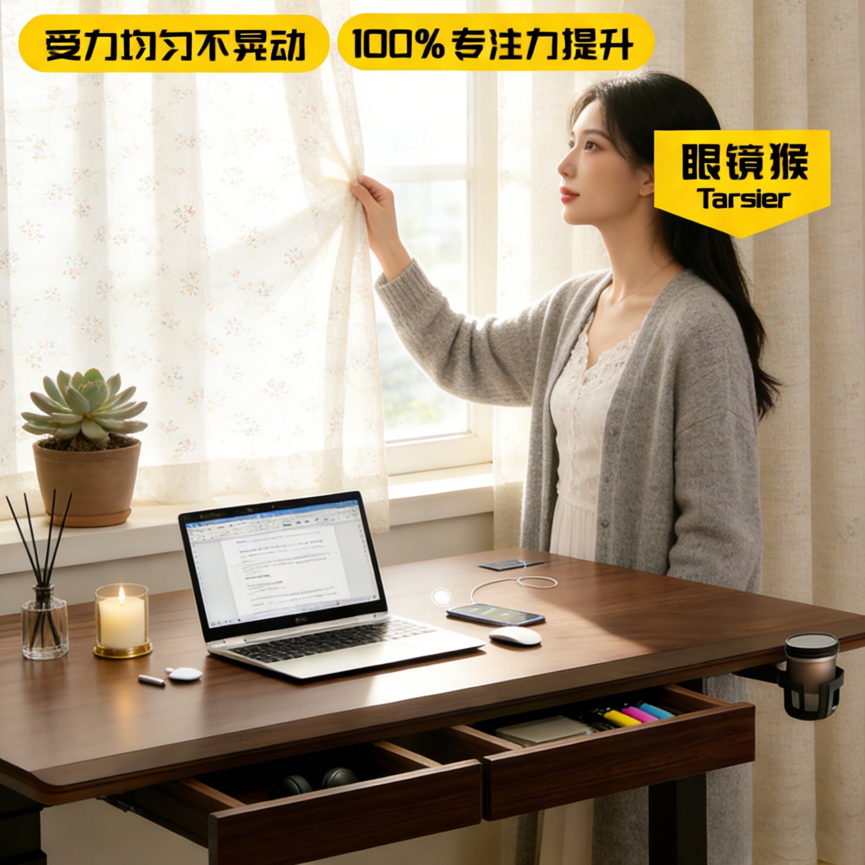 电动升降桌实木电脑桌台式卧室学习电竞书桌家用办公双电机桌子腿,住宅家具,电动升降桌,淘宝优惠券,粉丝福利购,淘宝优惠卷