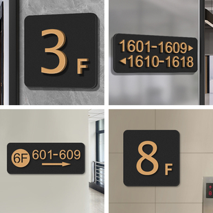 亚克力楼层指示牌电梯间提示标识牌子定制楼道楼层号索引标志门牌酒店宾馆房号指引标志单元楼栋挂牌创意订制