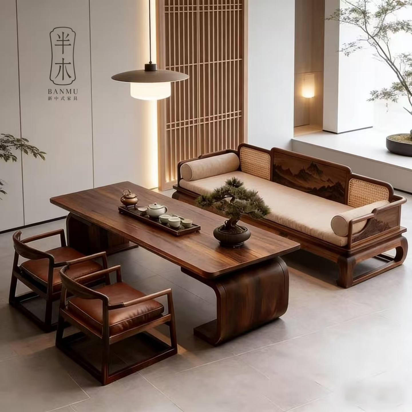 高端罗汉床茶桌组合北美黑胡桃木办公客厅泡茶桌椅定制家具茶桌,住宅家具,家用茶台/茶桌,淘宝优惠券,粉丝福利购,淘宝优惠卷
