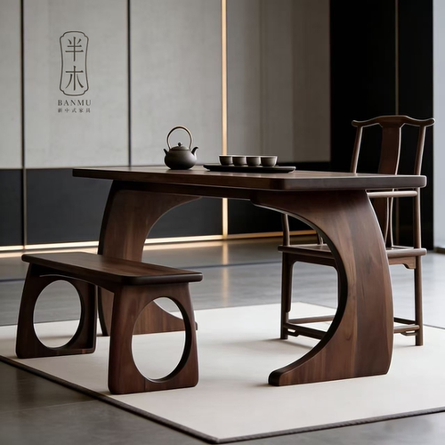古禅意茶室全实木茶桌高端定制