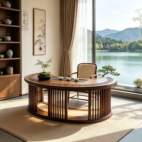 中古风月牙异型茶桌别墅泡茶桌