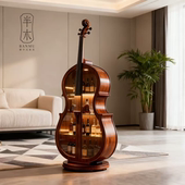 美式 实木红酒柜 大提琴北美黑胡桃木酒柜展示柜客厅艺术洋酒柜欧式