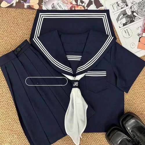 日系原创ik制服软妹风基础款中间服夏季学院风短袖水手服多色套装