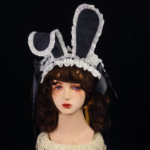 【新品】黑白兔耳发带doll感lolita百搭日常可爱非bnt