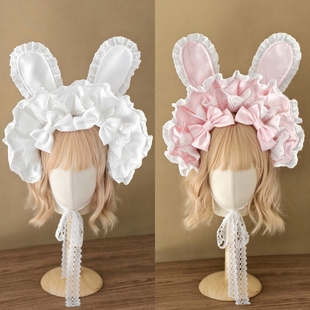 【多色现货】手作可爱波奈特Lolita兔耳朵 doll 蕾丝搭bbd日常bnt