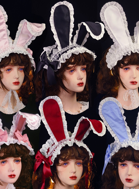 原创兔耳发带doll感lolita手作小物百搭日常茶会重工可爱非bnt