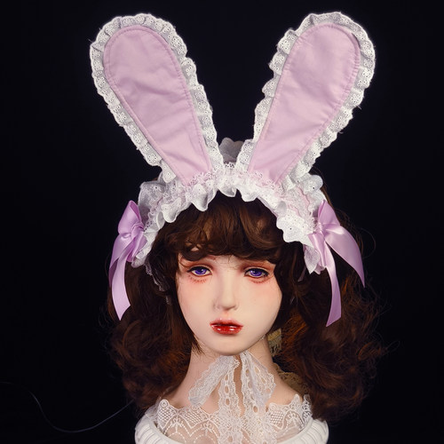 香芋紫兔耳发带doll感lolita