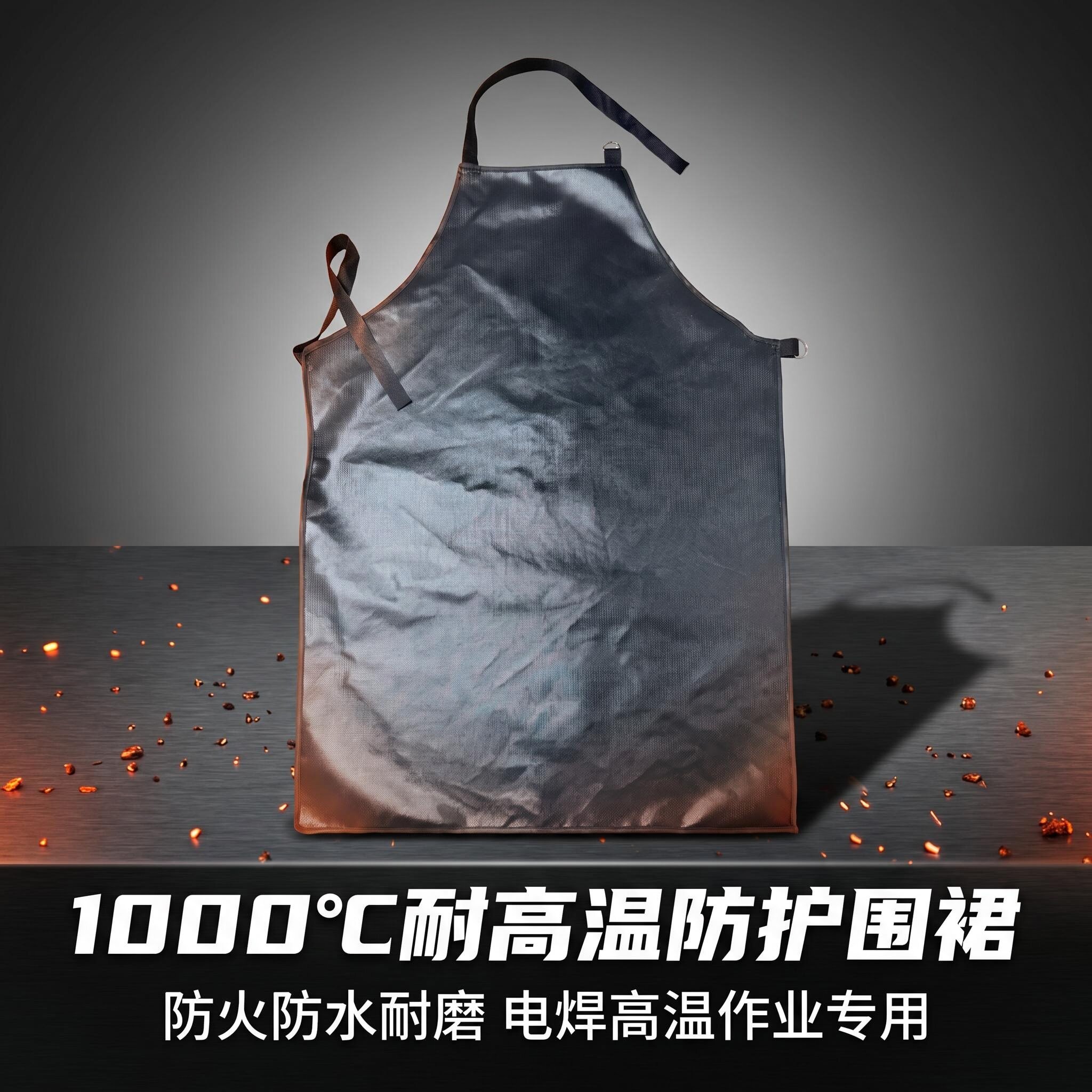 激光焊围裙防火阻燃后厨高温作业防护围兜黑电焊焊工烧焊专用围裙