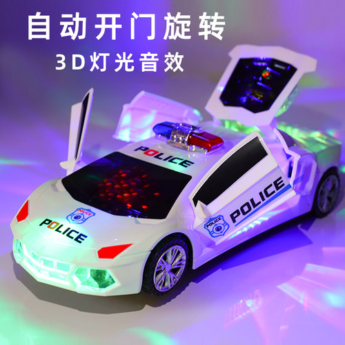 儿童电动声光变形旋转警车玩具