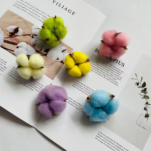 天然木棉花头彩色棉花干花束diy手工永生花材料家居装饰摆件道具