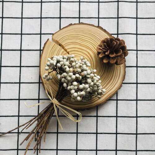 天然小白果干花diy手作花环搭配花材白色薏米果小清新装饰干树枝
