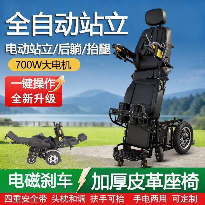 泰合电动站立轮椅车智能全自动老年人残疾人老人四轮站立支架代步