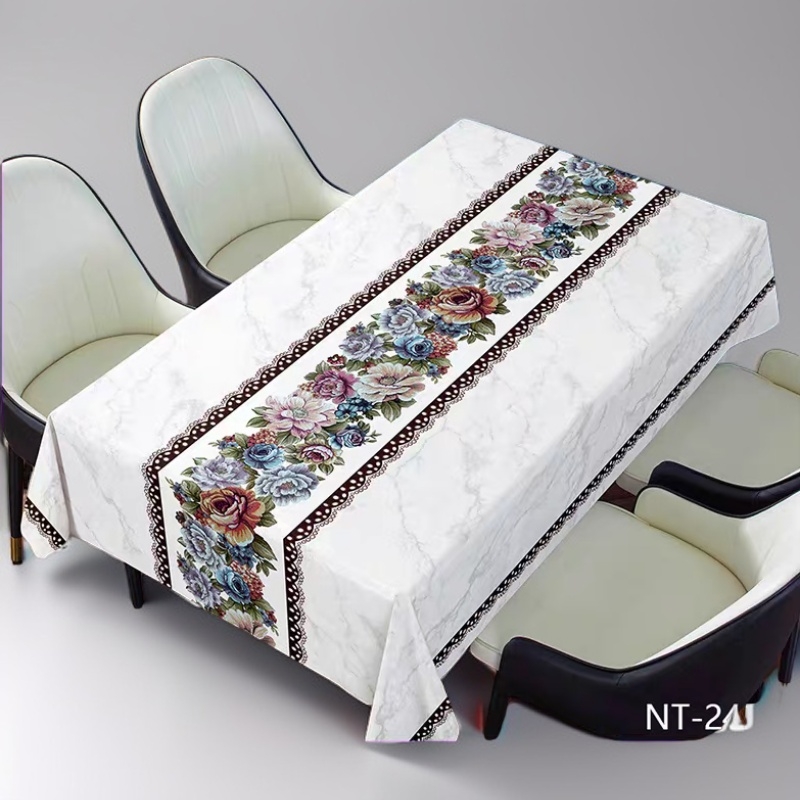 餐桌布2025新款轻奢高级感免洗防水桌垫绣花PVC中式民族风餐台布