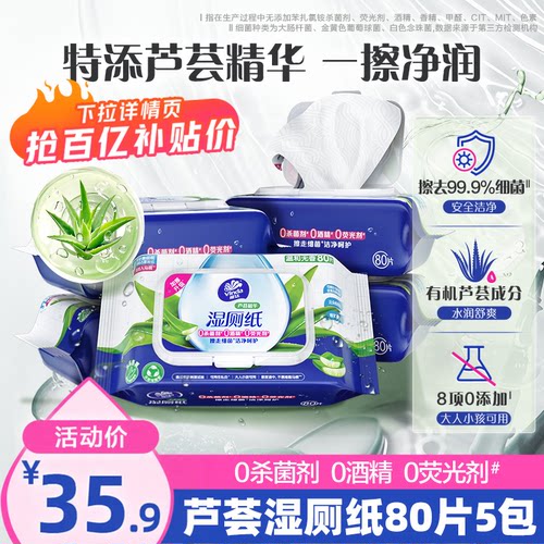 维达芦荟湿厕纸80片5包