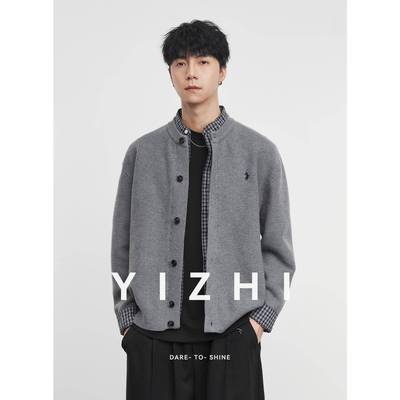 亦止【叠穿】衬衫领高级假两件针织开衫男秋冬季新款针织外套男装