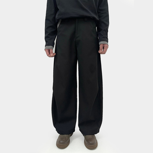 男女cleanfit垂坠感直筒阔腿休闲长裤 DiSi 立体裁剪双褶弯刀西裤