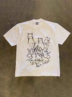 搞钱做慈善 3A260克纯棉双纱！向上侠！重磅情侣女宽松短袖T恤男