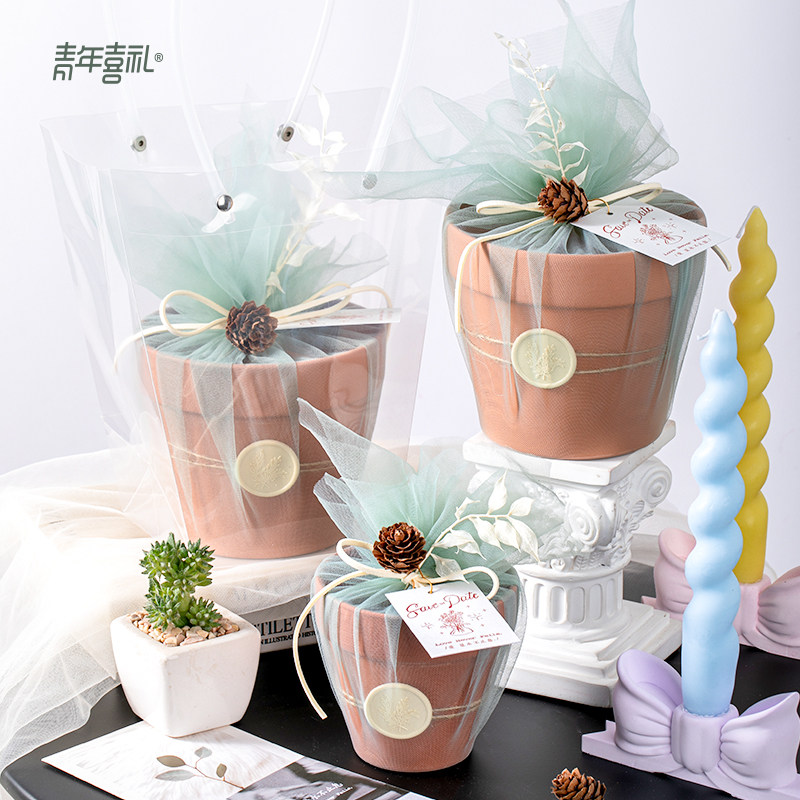 2026新款婚礼喜糖盒创意独特花盆礼盒小众森系ins风伴手礼可定制