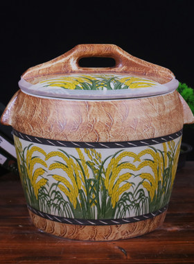 陶瓷米缸面粉缸家用带盖20斤30斤