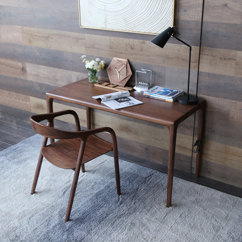 清木堂简约现代全实木办公桌北欧白蜡木黑胡桃木榫卯书桌写字桌子