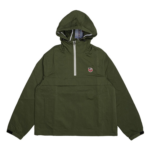 Duff Duff 绿色左胸圆形LOGO徽章半拉链连帽冲锋衣 HOODED JACKET